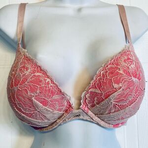 Victoria's‎ Secret Plunge Bra Pink White Lace 34DD